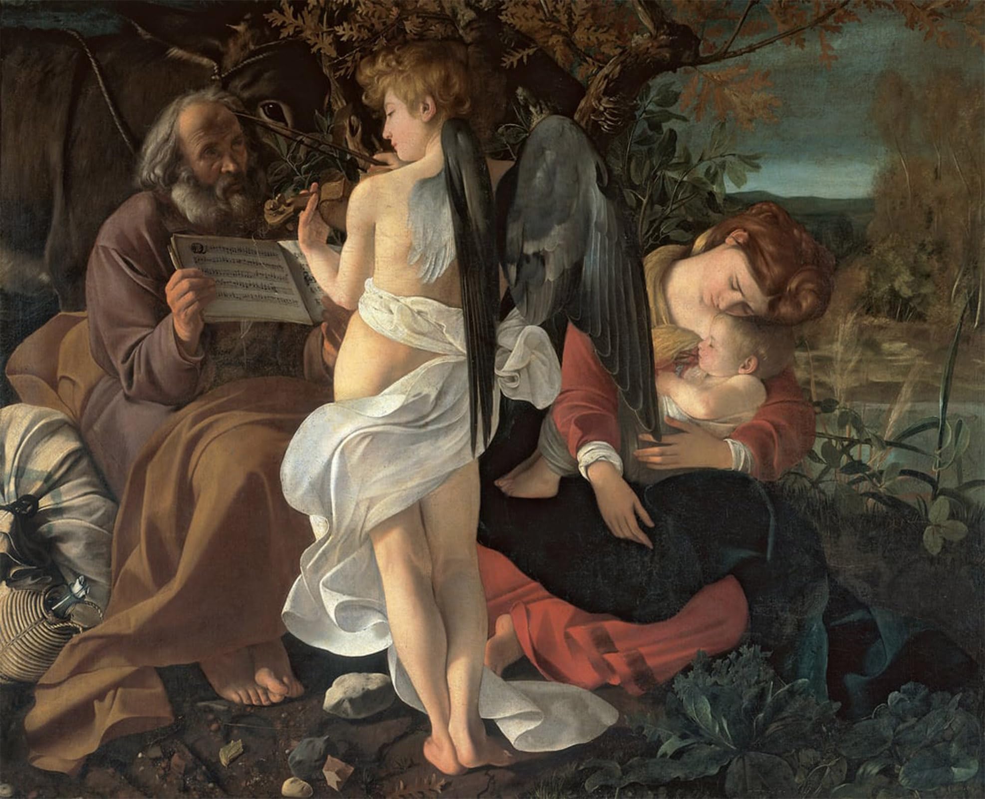 ARTXLXXBN Famous Print Painting Colorful Art Print Rest on the Flight Into Egypt by Merisi Caravaggio Canvas Art Decorations for Home Decor 60x90cm