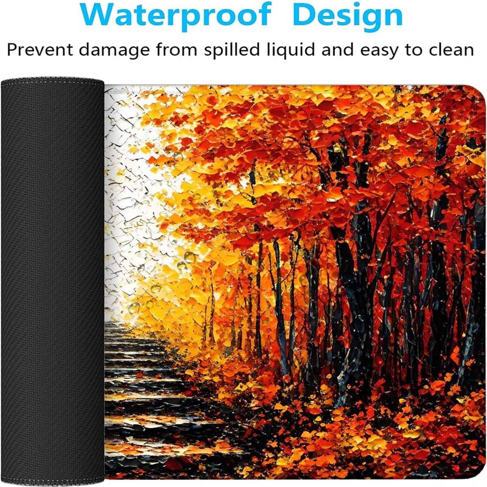 Alfombrilla Ratón Atardecer Bosque Alfombrilla Ratón XXL 1400x600x3mm Mouse Pad Resiste Salpicaduras, Extendida de Gran Tamaño con Bordes Cosidos, Mejora la Precisión y la Velocidad, Duradera y-329
