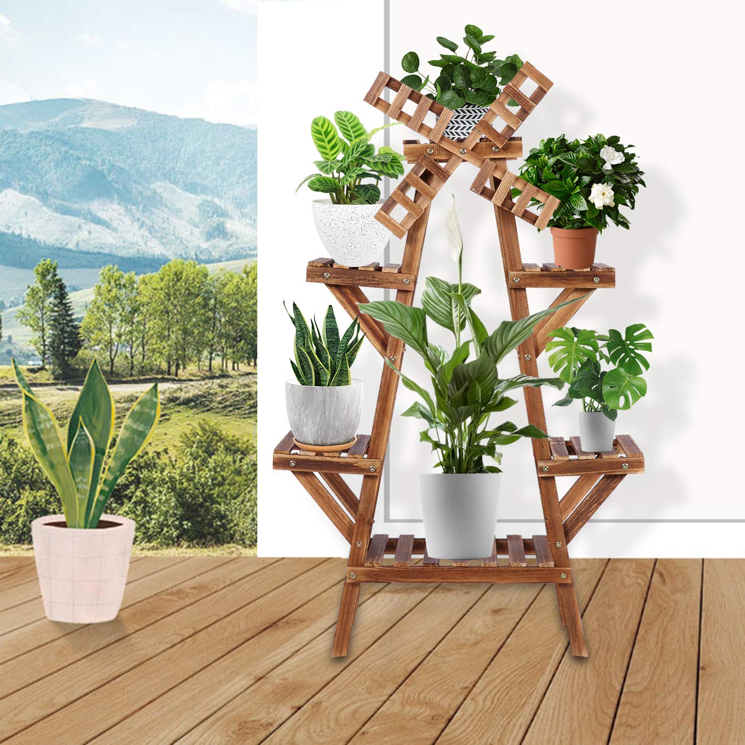 Plant Shelf Indoor, Wood Plant Stands,Indoor Outdoor Plant Stand,Plant