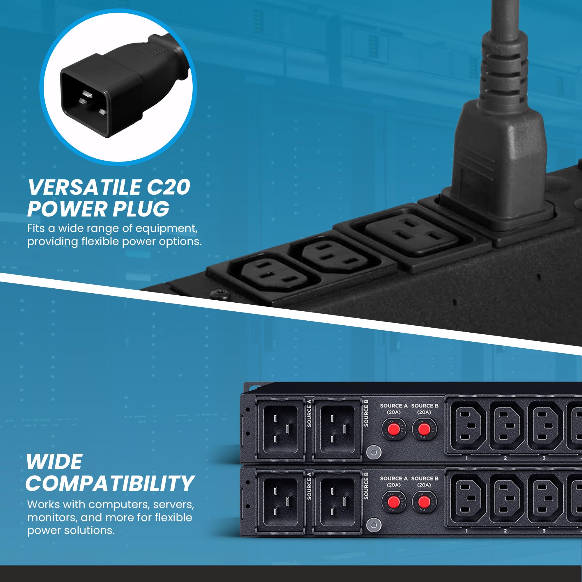 Amazon.com: IronBox Electric IEC C20 to 2x C19 Splitter Power