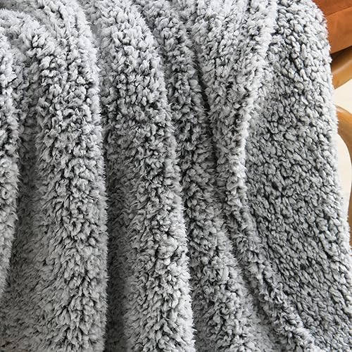 Miniatura 3 de Manta Sherpa de forro polar ultrasuave, tamaño Queen, ligera y acogedora manta de cama bohemia con borla decorativa, patrón reversible, 2 tonos