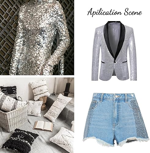 Miniatura 6 de CHGCRAFT 22 yardas de 0.8 pulgadas con holograma de luz de estrellas con lentejuelas elásticas para coser vestido, diadema, accesorios de adorno,