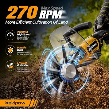 Mini Handheld Tiller Cultivator Compatible with Dewalt 20V Battery