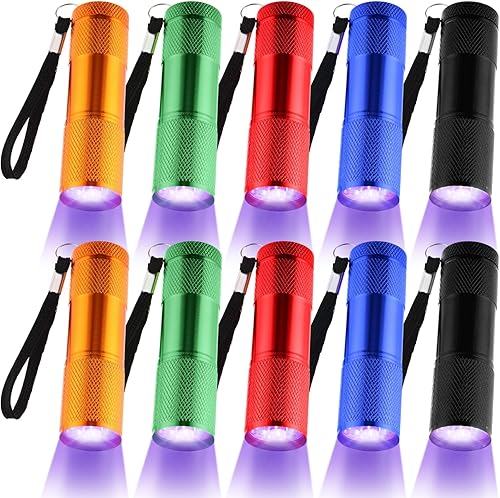 Miniatura 8 de Roceei 10 linternas de luz negra UV, luz LED, de mano, mini detector de antorcha de luz, linterna UV portátil para mascotas manchas de orina (luz