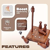 Vista 5 de Ajuny Juego de mini bolos hecho a mano, barra de madera para adultos y niños, juguetes de escritorio portátiles para oficina en casa, juego de 1