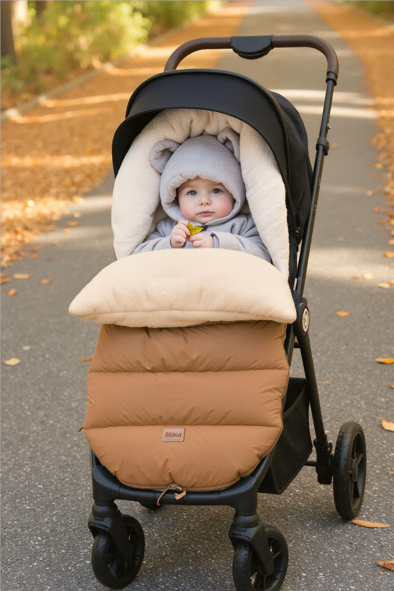 Fillikid Winterfußsack Atlas Teddy Exklusiv | Kuscheliges Teddy-Innenfutter, wind- & wasserabweisend, pflegeleicht, für Buggy & Kinderwagen
