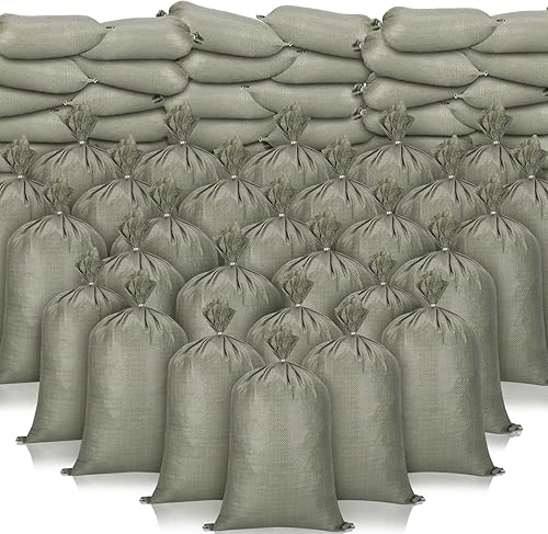 Miniatura 7 de Nuenen 300 bolsas de arena resistentes con lazos, bolsas de arena de polipropileno tejidas vacías a granel para inundaciones de huracanes, bolsas de