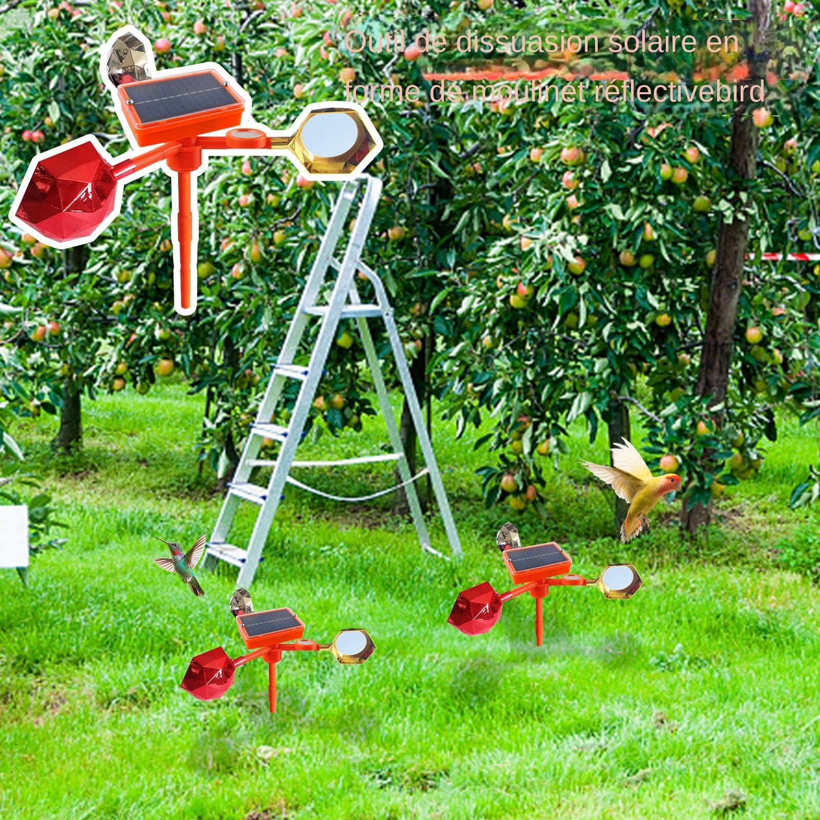 Moulin à Vent 5 Pièces Anti Oiseaux Réfléchissant pour Répulsif Oiseaux Réfléchissant Effaroucheur Oiseaux Decoration pour Protége - Jardin