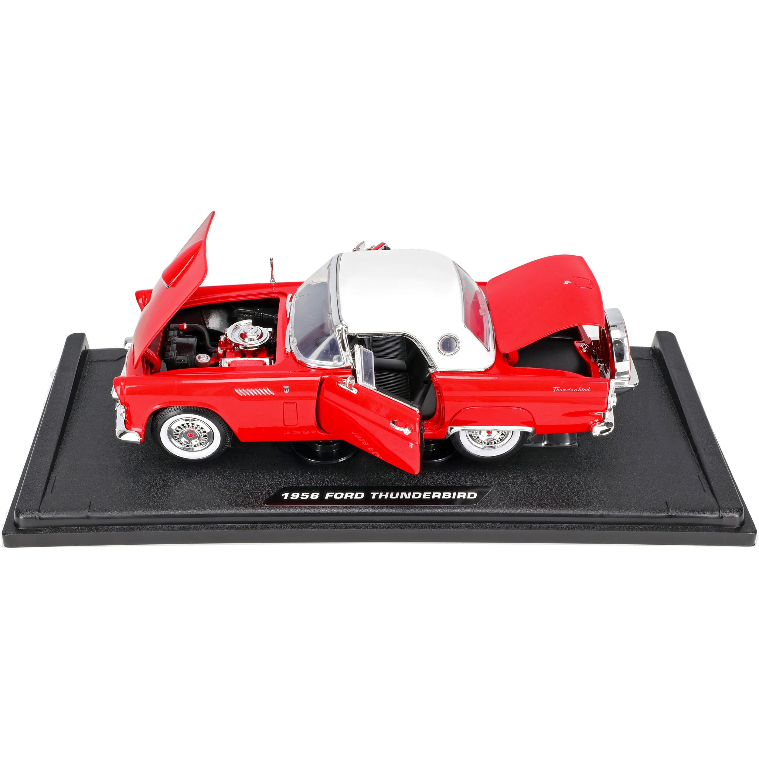 Motormax Ford Thunderbird 1956 Hard Top Rot Weiss Oldtimer 1/18 Modellauto Modell Auto