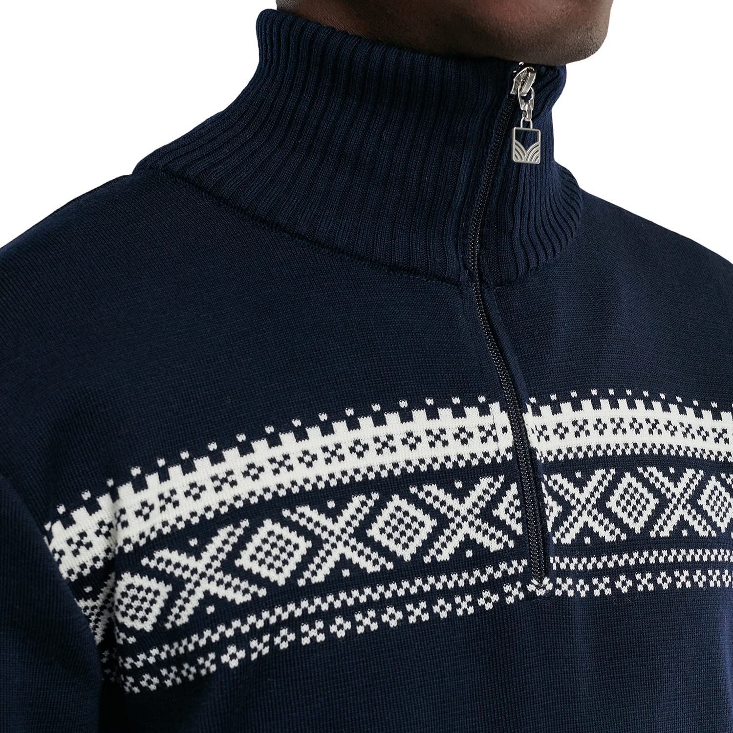 Dale of Norway Dalestolen - Suéter de lana merino con cuello alto para hombre, suéter de cuello alto con cremallera de un cuarto, suéter de esquí de cuello alto