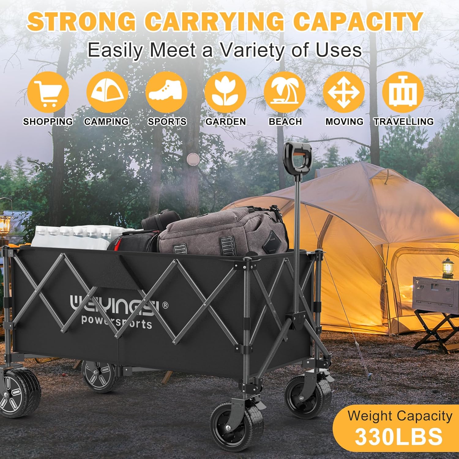 Electric Collapsible Wagon - Heavy Duty Utility Cart with Wheels - All Terrain Electric Wagon Cart Foldable - 6 Miles of Long Battery Life,Two Wheel 100W Extreme Power