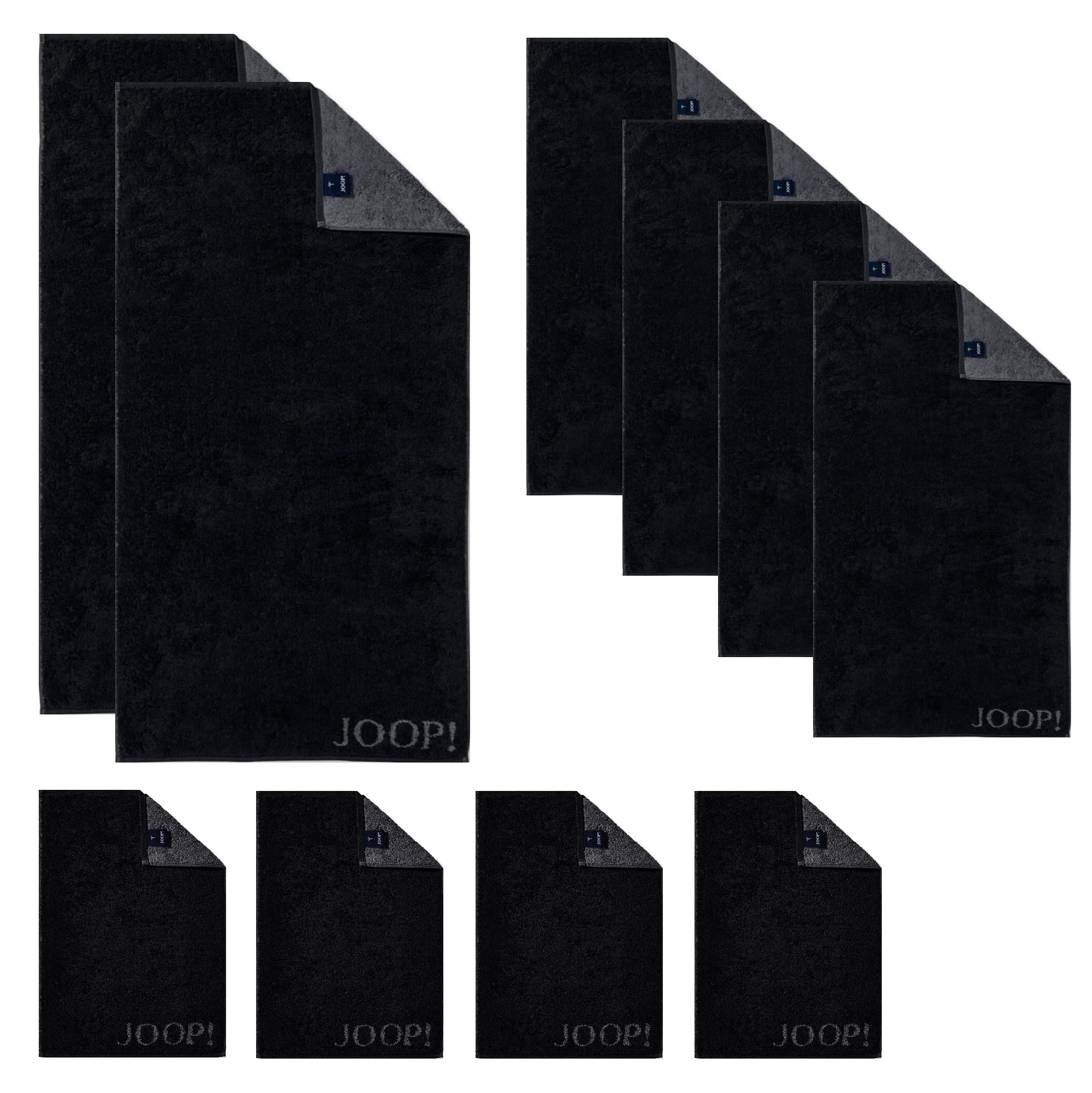 Joop! Juego de toallas de mano, 10 piezas, clásicas, 2 toallas de ducha, 4 toallas de mano, 4 toallas de invitados, color negro