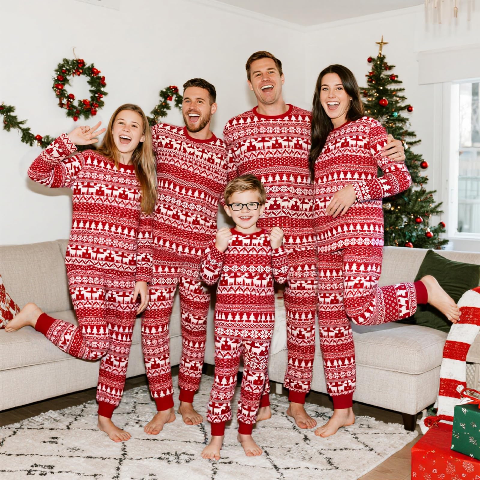 Neufigr Pijama Navidad Familia,Pijamas Navideños Familiares,Pijamas De Navidad para La Familia Hombre/L (l)/PJs- 02