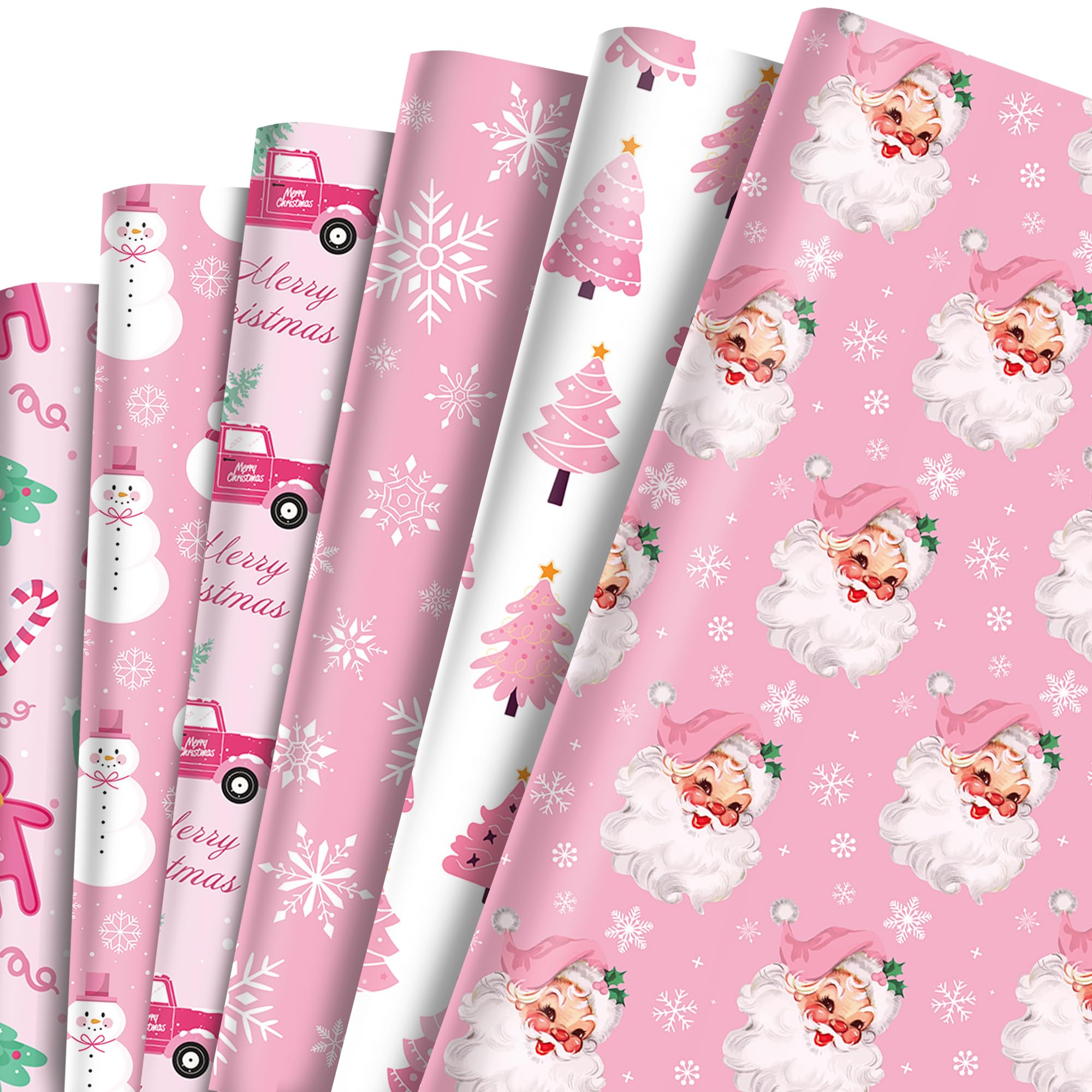 FYSUIMU Lot De 6 Feuilles De Papier Cadeau Avec Nœud Rose Et