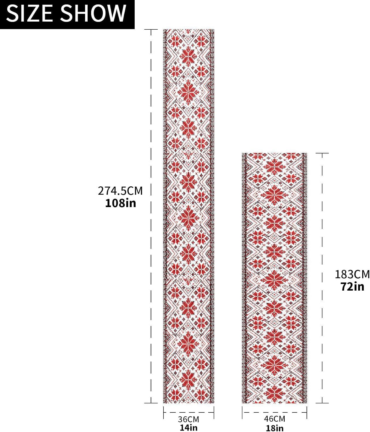 ALAZA Double-Sided Ukrainian Embroidery Ornament Table Runner 18x72 Inches Long,Table Cloth Runner for Wedding Birthday Party Kitchen Dining Home Everyday Decor