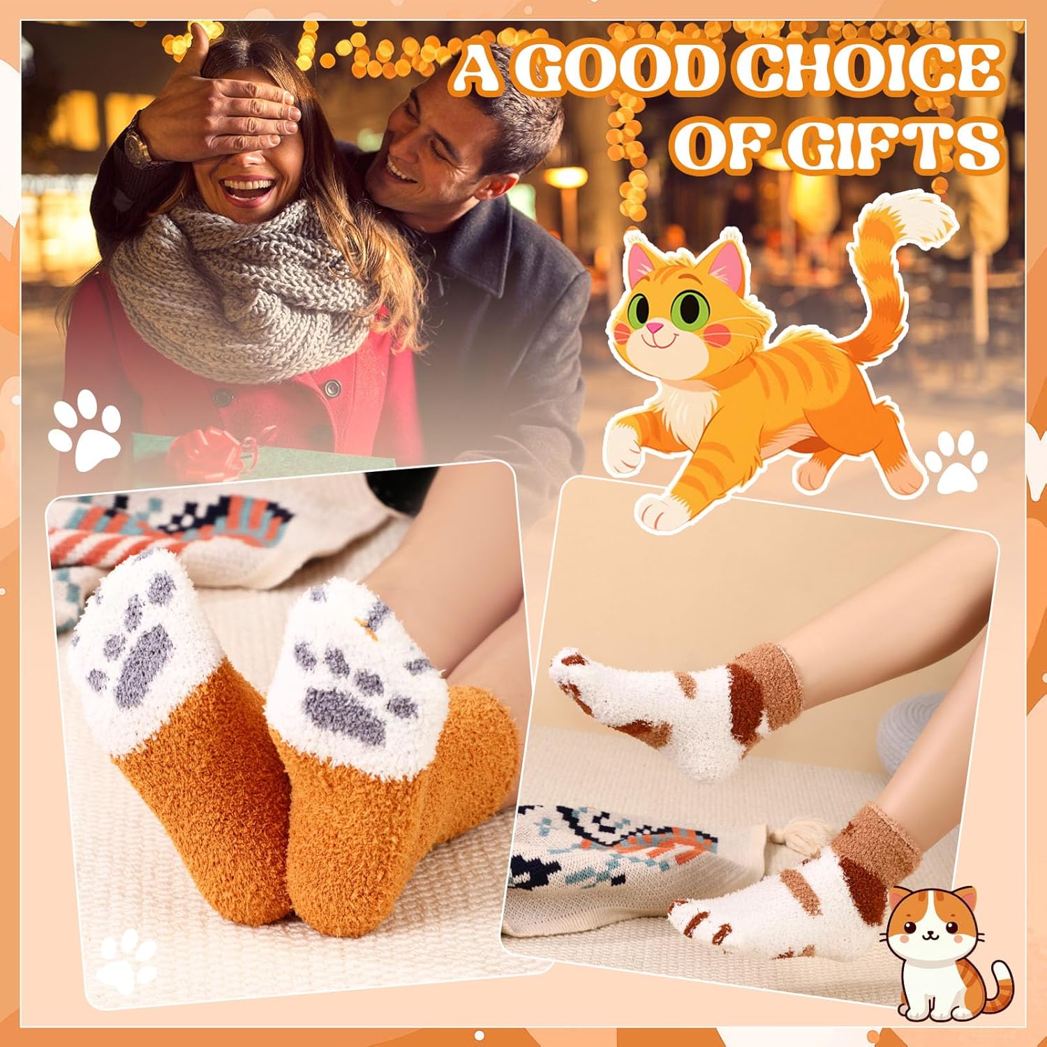 Womens Fuzzy Socks Bow Cute Animal Girls Slipper Sock Funny Winter Cozy Fluffy Warm Socks Home Sleeping - Image 5