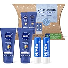 NIVEA 滋润必备护肤套装,杏仁油乳木果精致丰润护手霜,2。6盎司管(2入装）+滋润护唇膏,0。17盎司棒(2入装）