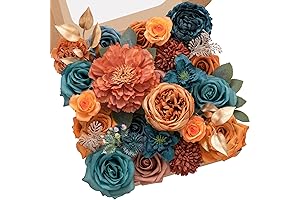 Fall Flower Centerpieces for Tables: Serwalin Artificial Orange & Blue Silk Flowers