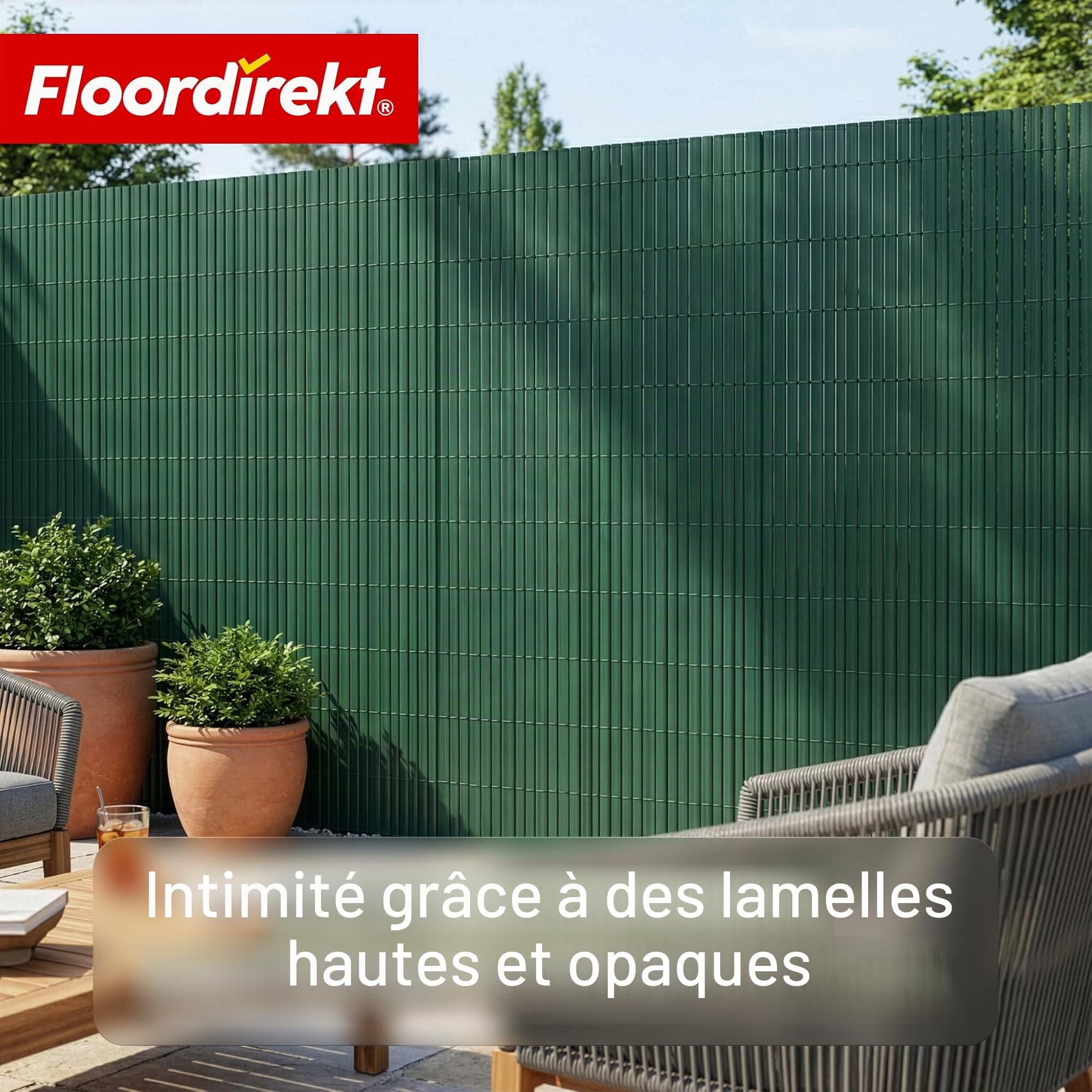 Floordirekt | Canisse en PVC Brise Vue, Intimité Paravent de Jardin, Piscines, Balcon | Terrasse, Décorative Palissade en PVC Résistant aux UV, Intempéries, Coupe-Vent | 200 x 300 cm - Vert