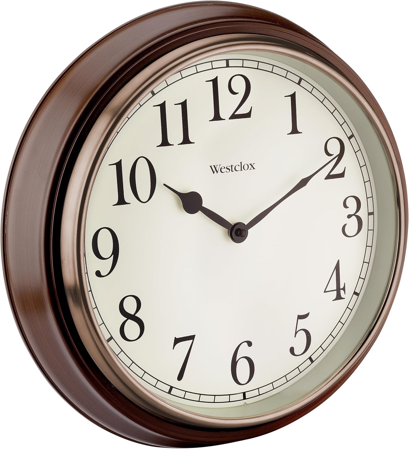 Westclox 15.5-Inch Traditional Woodgrain Wall Clock – Realistic Finish, Large Easy-to-Read Dial, Metal Hands, Rose Gold Bezel, Glass Lens, Quartz Accuracy (Woodgrain, 15.5-Inch)