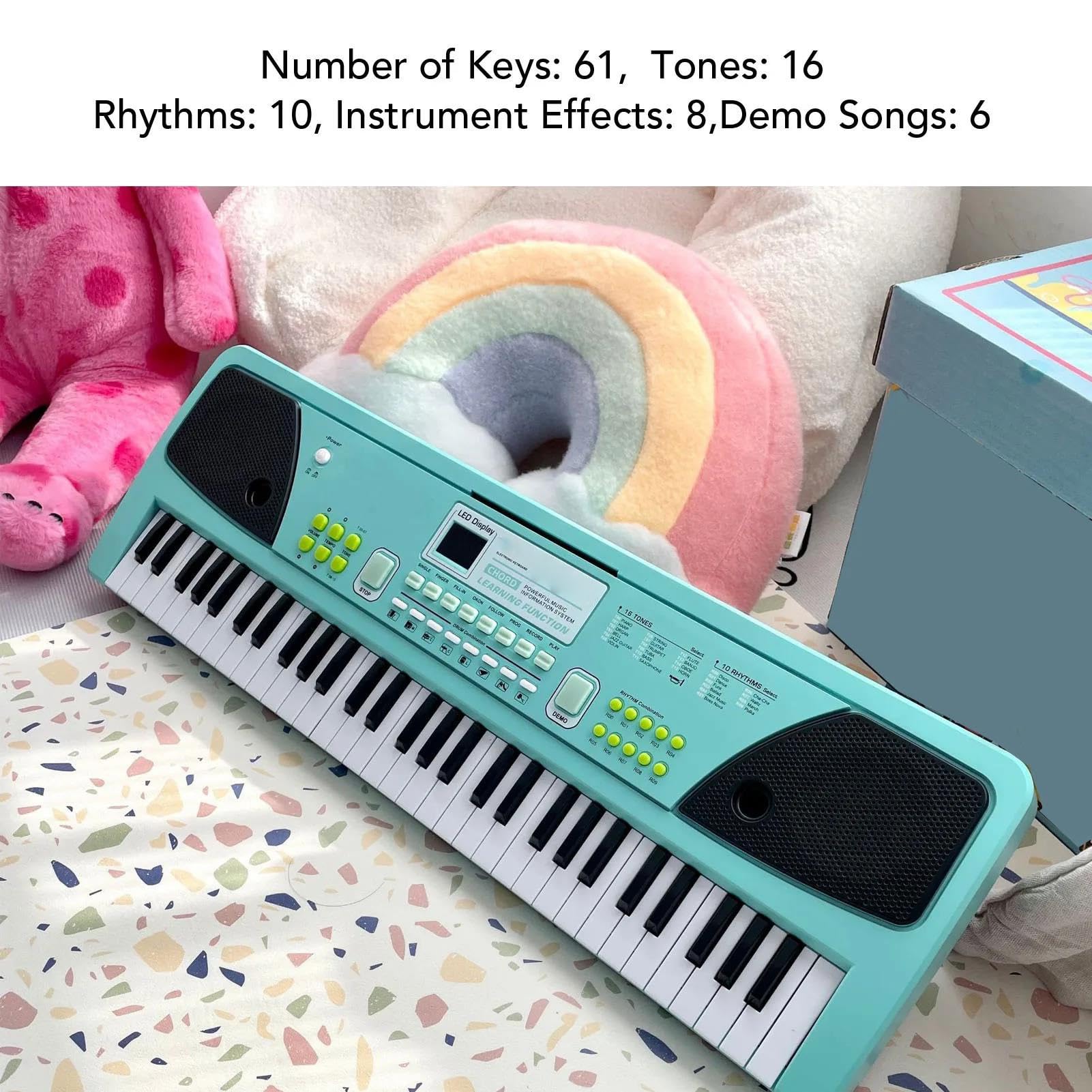 Pianino Elektroniczne Początkujący Dorosły 61 Klawiszowy Elektroniczny Keyboard Pianino Z Mikrofonem USB Ładowany