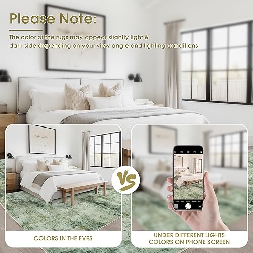 Miniatura 35 de Alfombra de área para sala de estar: alfombra lavable de 5 x 7 con respaldo antideslizante, no desprende pelo, resistente a las manchas, plegable