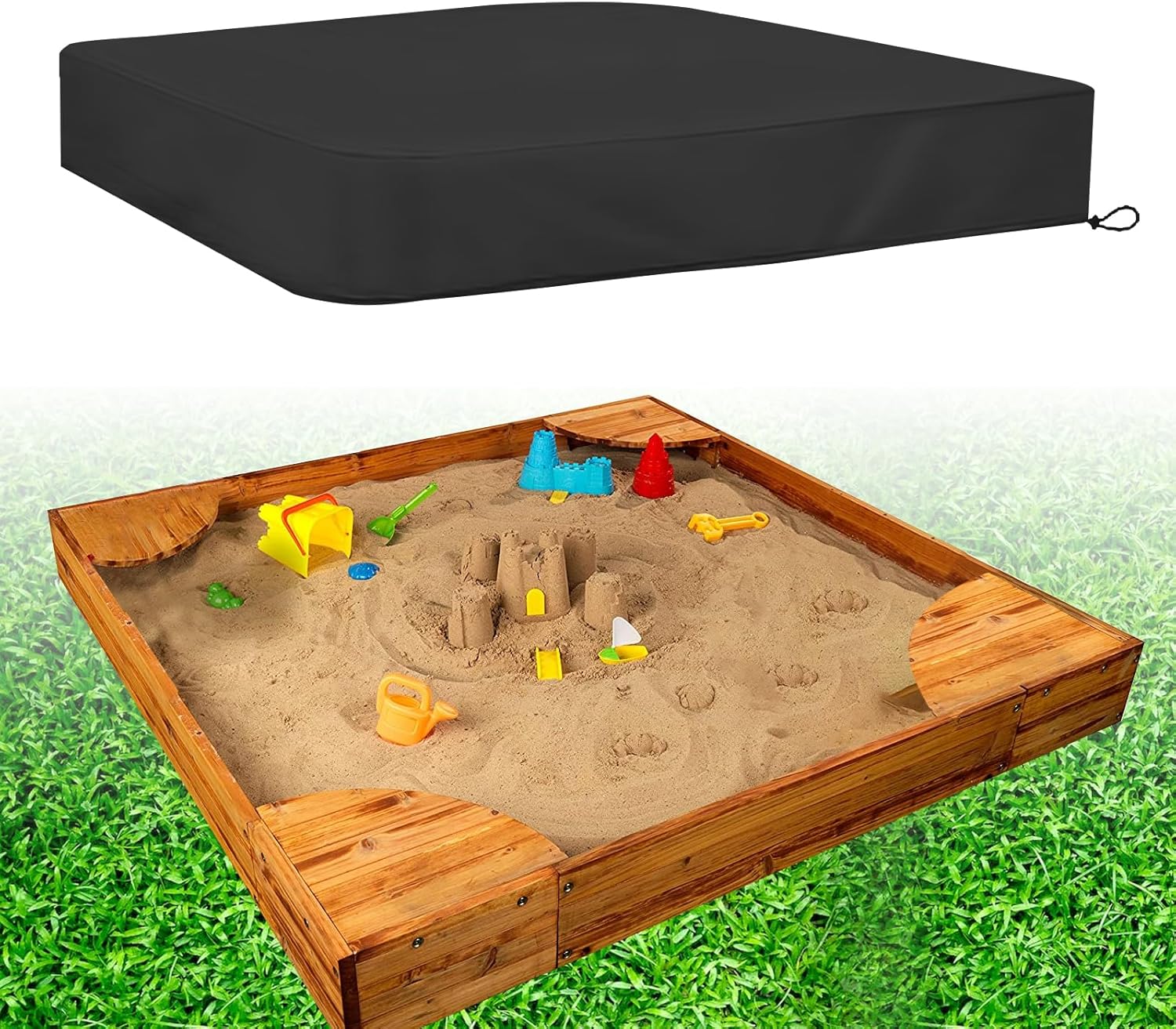 Hoypeyfiy Sandbox Sandpit Cover, Kids Sandbox Cover for
