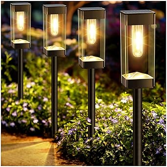 Gorrzai Solar Pathway Lights Outdoor Waterproof Solar Lights Outdoor for Pathway Walkway Sidewalk Yard Patio Garden Decor (Black, 8 Pack)