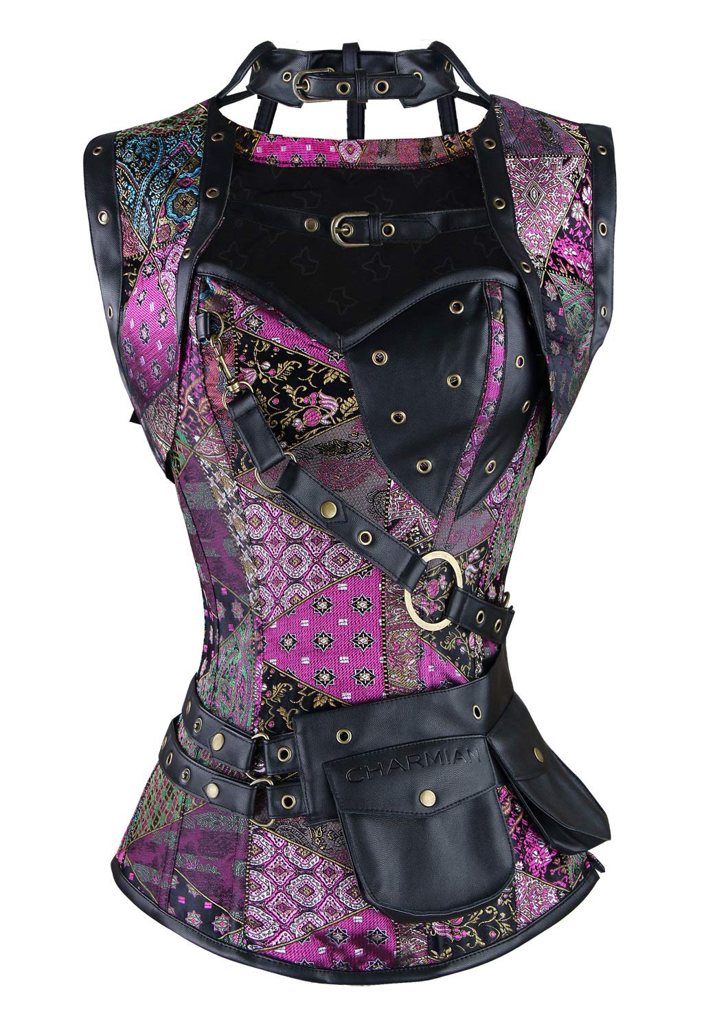 Charmian Women's Steampunk Spiral Steel Boned Vintage Corset Tops Bustier