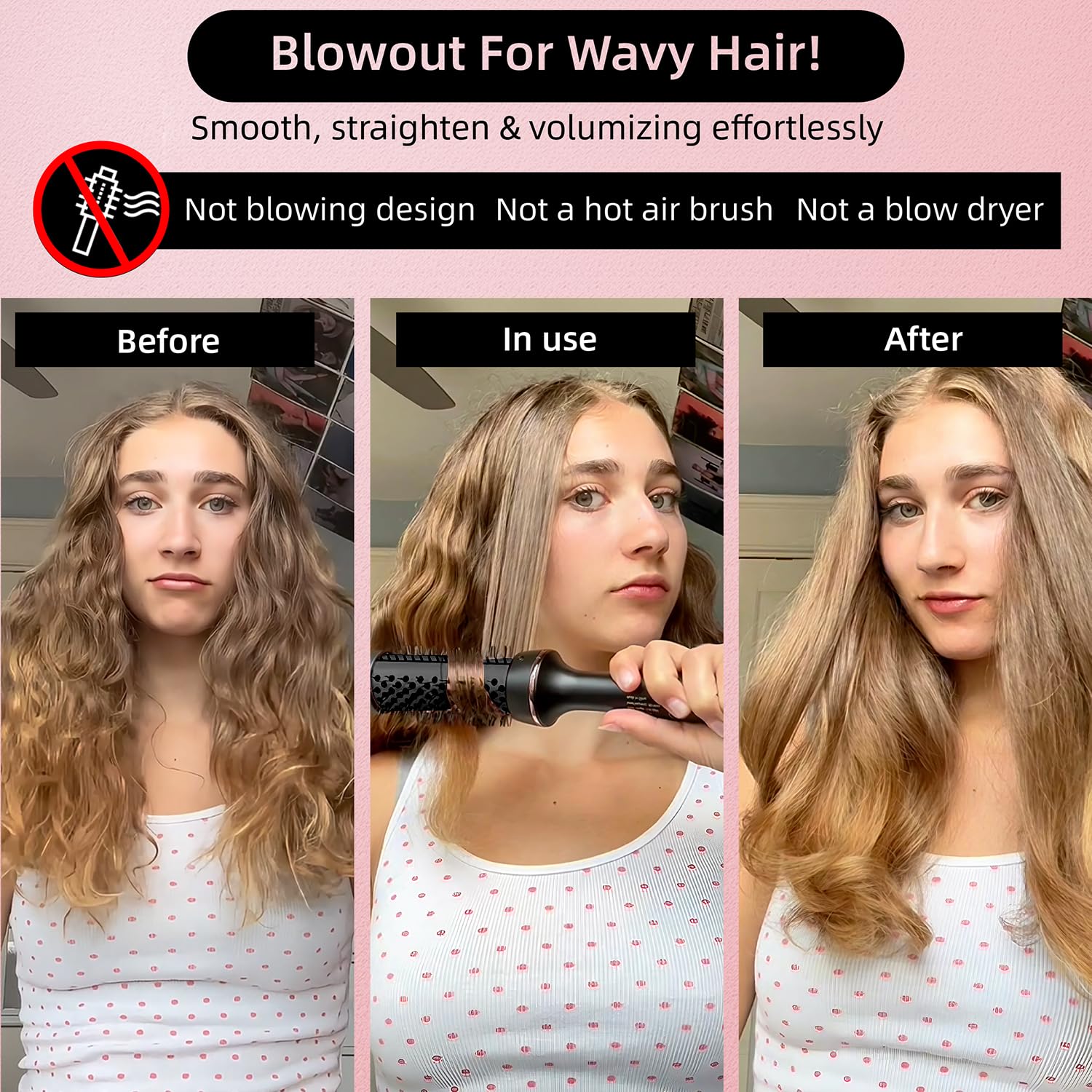 Thermal Brush for Blowout Look, 1.5 Inch Heated Round Brush for Loose Curl,Volumizing Ionic Curling Iron Wand, Hot Round Iron, Dark Grey image 3