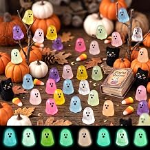 120Pcs Helloween Mini Ghost Figurines, Resin, Glow in The Dark 8-Color