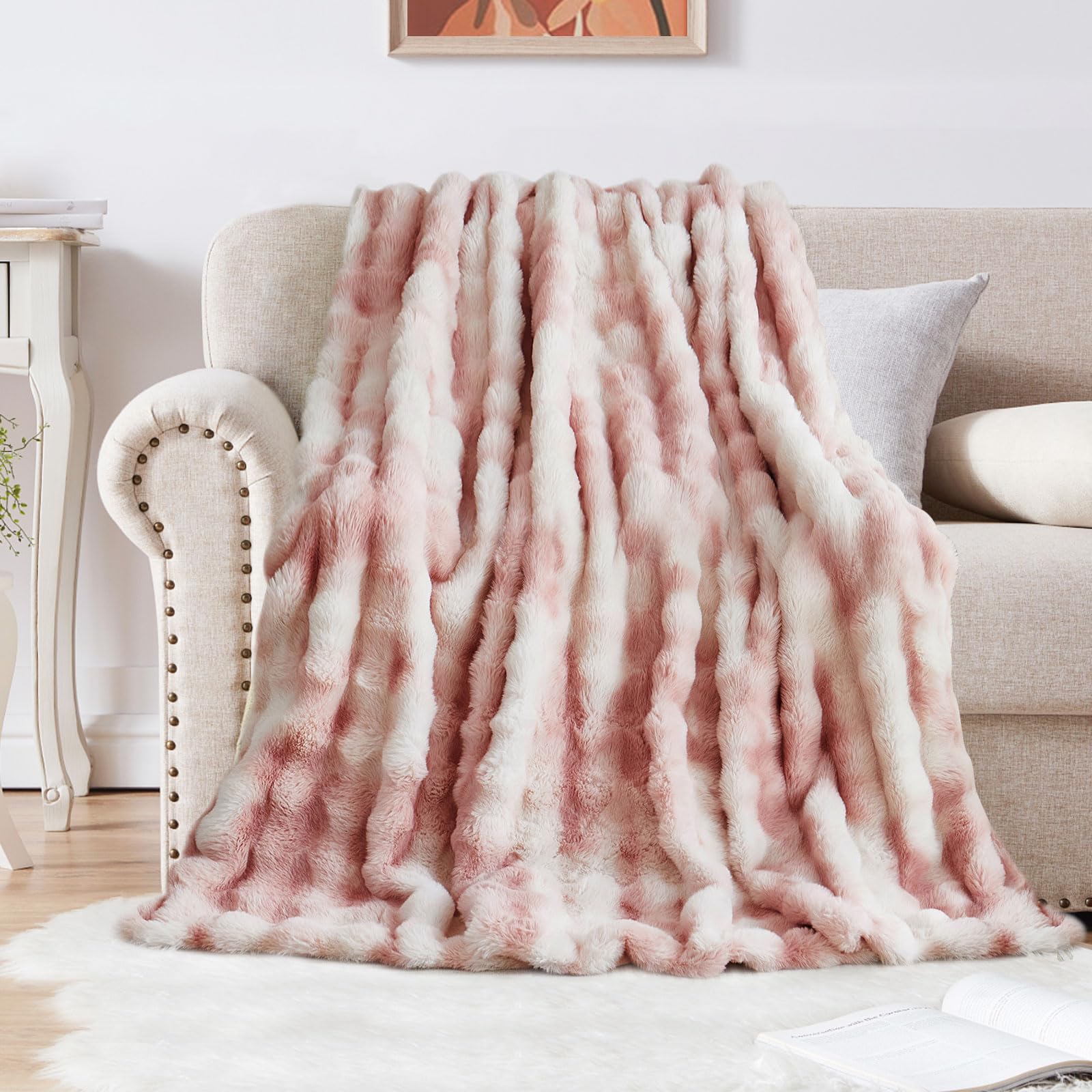 Kuscheldecke Kaninchen Plüsch Decke Super Soft Wohndecke Dick 1000 G/M² Flanell Decke Couchdecke Warme Überwurfdecke Sofadecke Vielseitig Blanket Für Bett Sofa Schlafzimmer Büro
