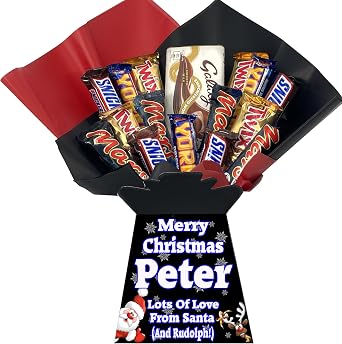 Chocolate Bouquet Hamper Gift Box - Personalised - A Mix of typical Favourites - Birthday, Get Well, Congratulations, Graduation, Exams, Christmas - Any Occasion!