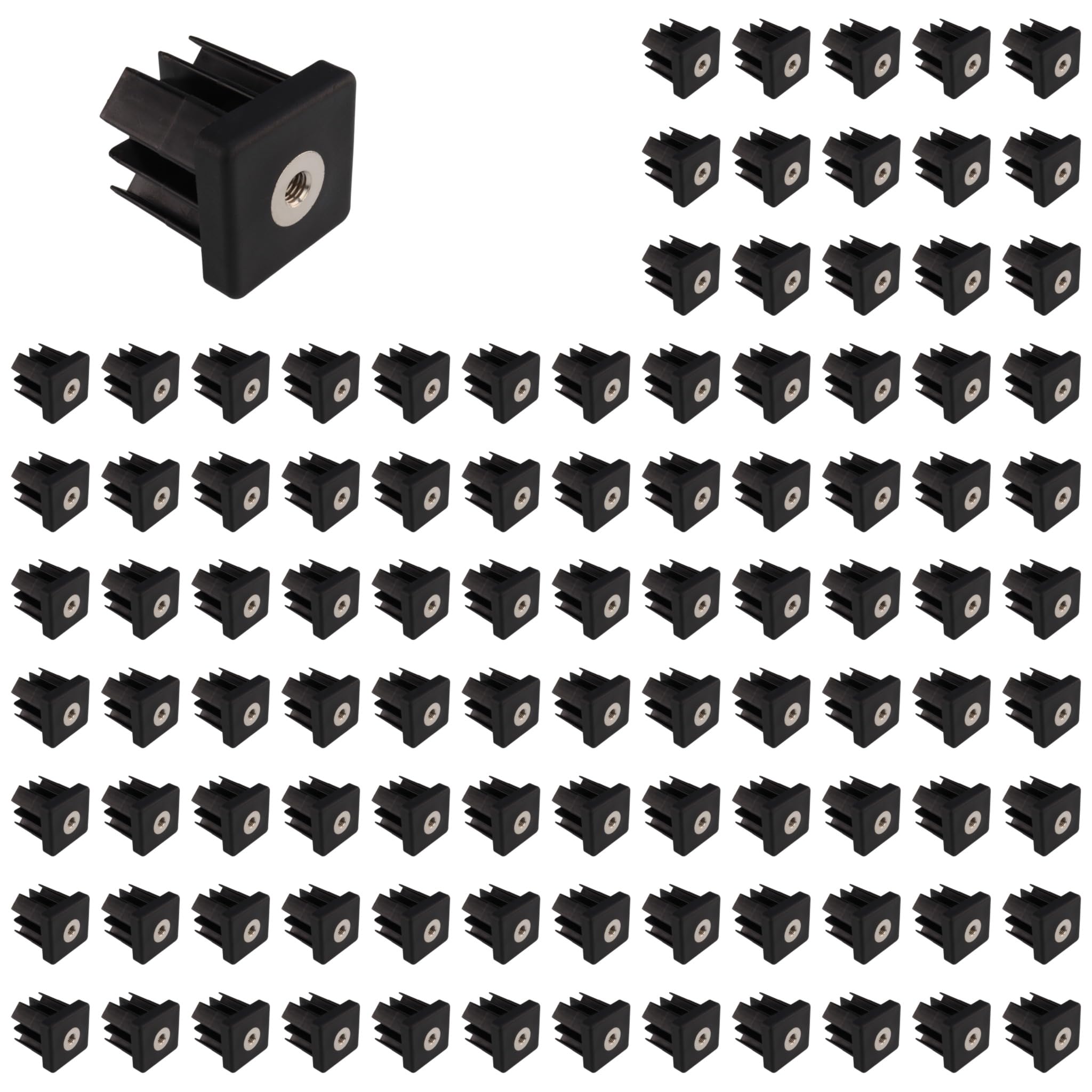 100 tapones roscados M10, 50 x 50 x 2,0, plástico PA reforzado con