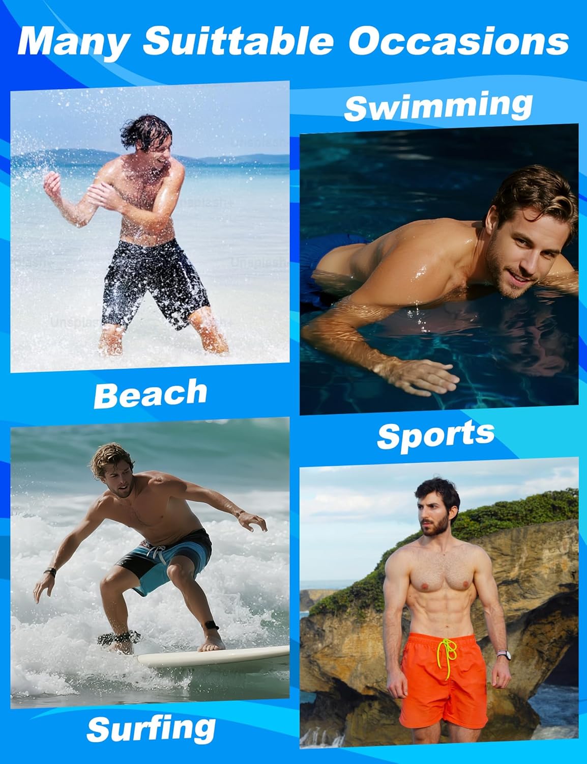 APTRO Mens Swim Trunks with Compression Liner 5" Quick Dry Bathing Suit Swim Shorts with Zipper Pockets Board Shorts Swimsuit - Image 2