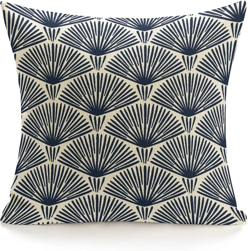 Home Classic Art Deco Seamless Pattern Geometric Decorative Square Throw Pillow Case Covers Thanksgiving Decor Farmhouse Outdoor Pillow Cover for Home Sofa Couch 18"x18"