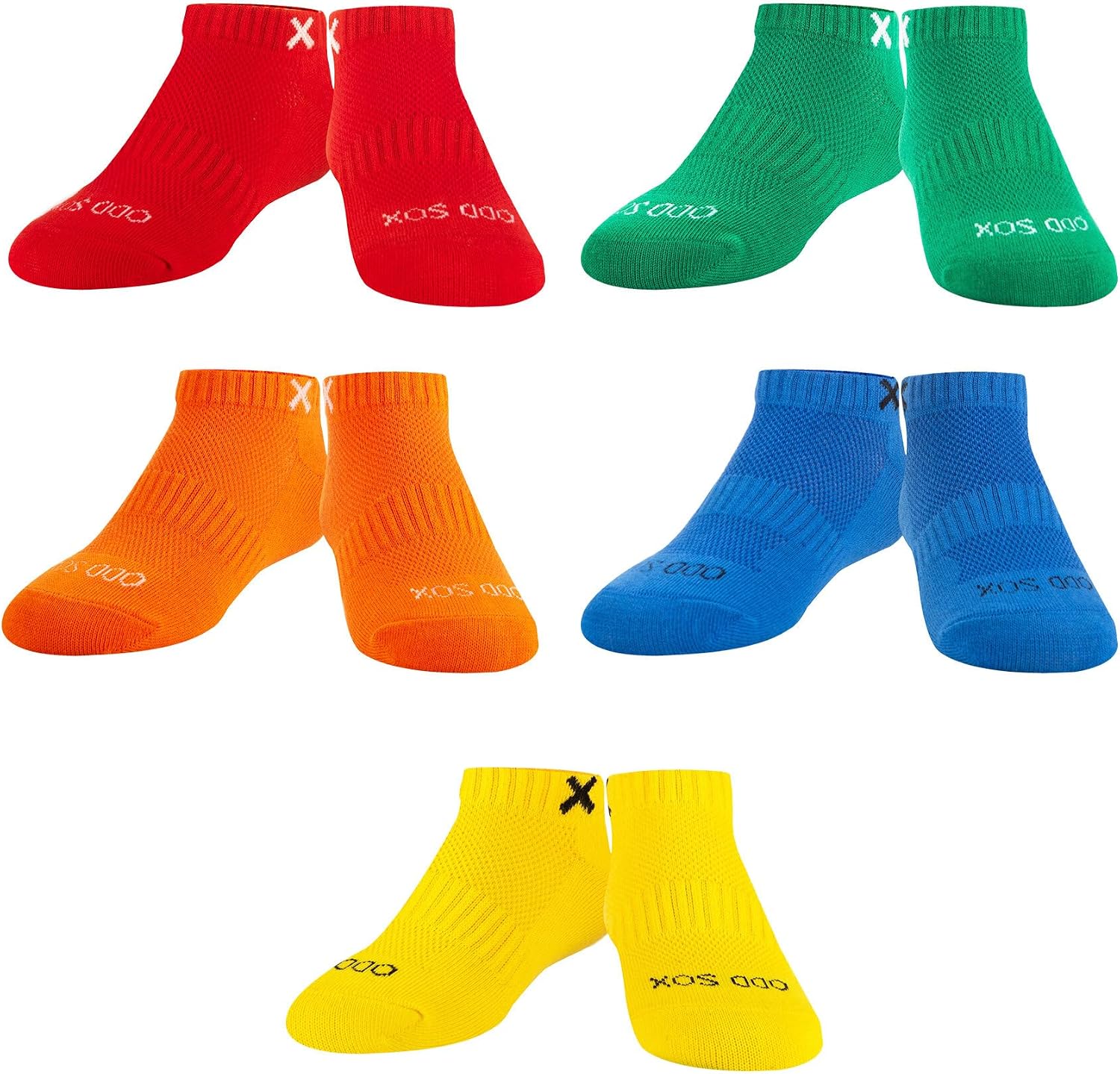 Odd Sox Basix – Kids & Big Kids Ankle Socks 5-Pack – Colorful Everyday Comfort Cotton Blend – Great Gift for Active Kids