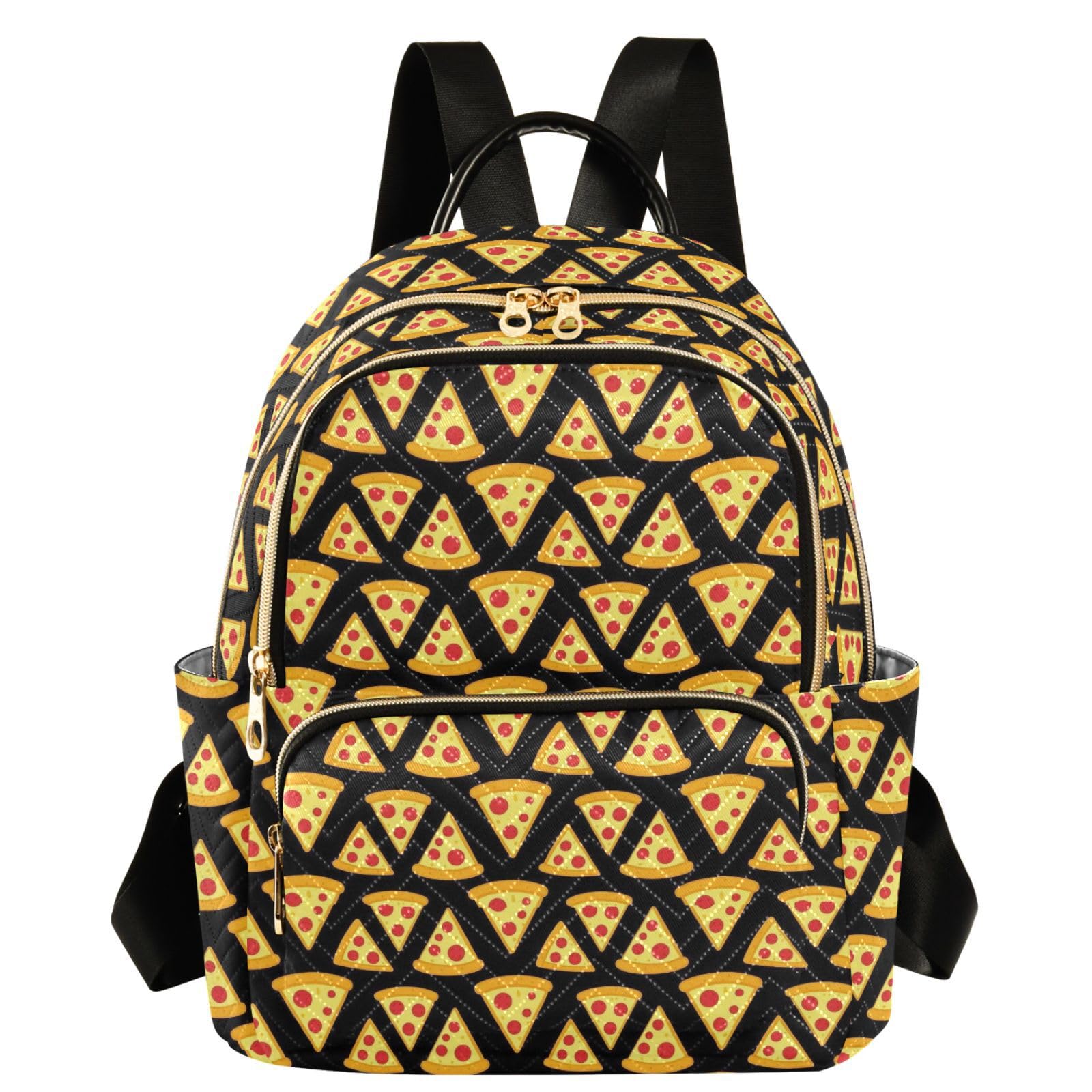 Mochila para mujer compacta y ordenada con estampado pizza 8