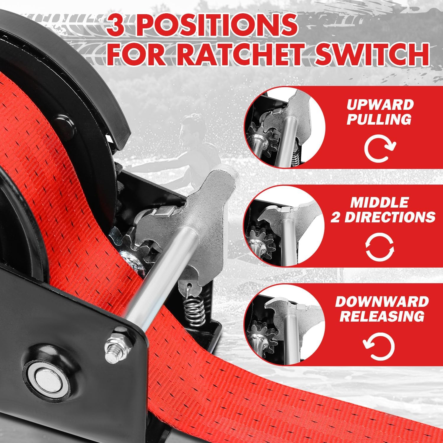 X-BULL Heavy Duty Boat Trailer Winch 1200 LBS with 23FT Strap With New Protective Cover, Heavy Duty Hook, 2-Way Ratchet & 4:1 Gear Portable Hand Crank for Trucks, Trailers, RV, ATV, Jet Skiing Trailer