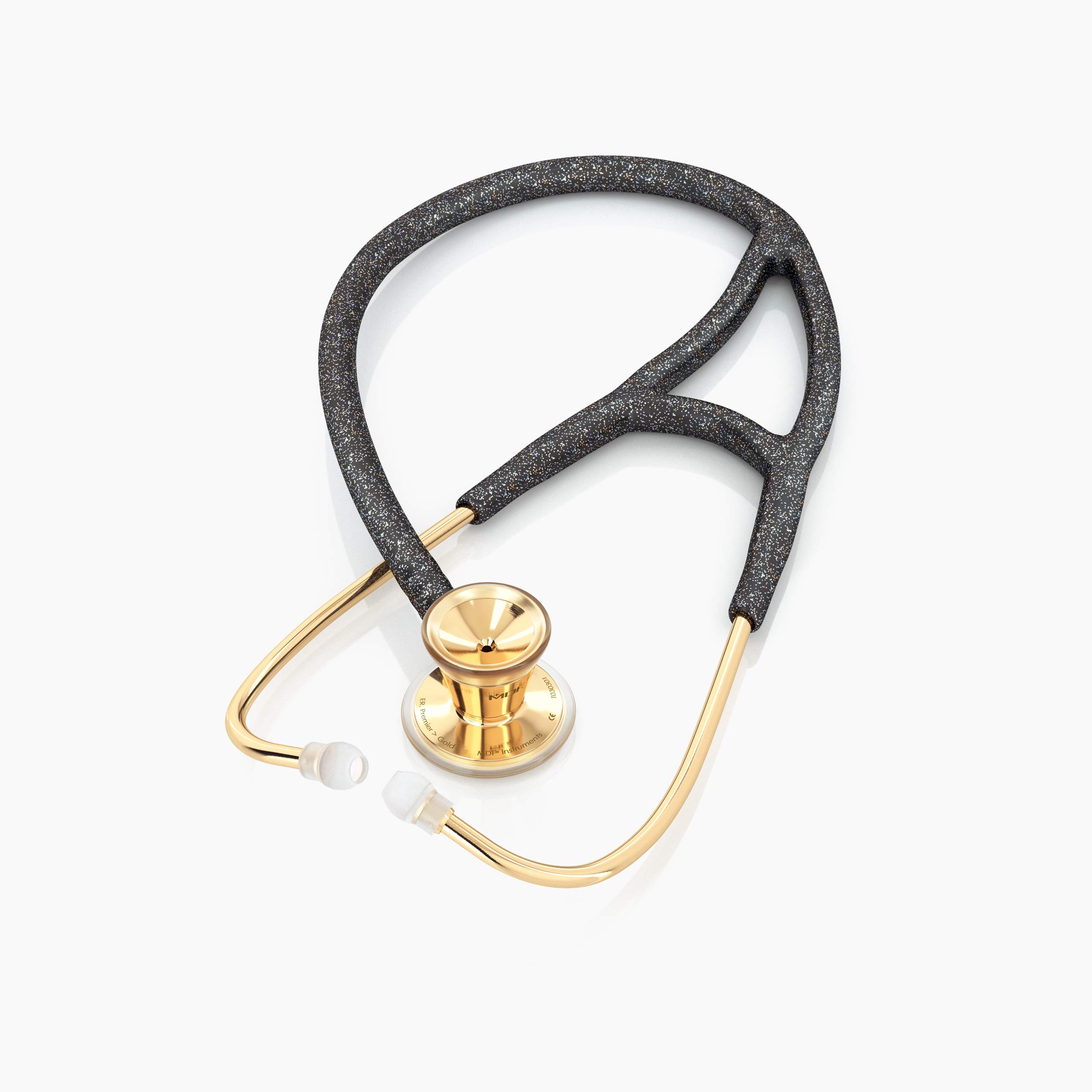 MDF Instruments Gold/Black Glitter Classic Cardiologia Stetoscopio per pazienti adulti - Edizione limitata (MDF797-KGL)