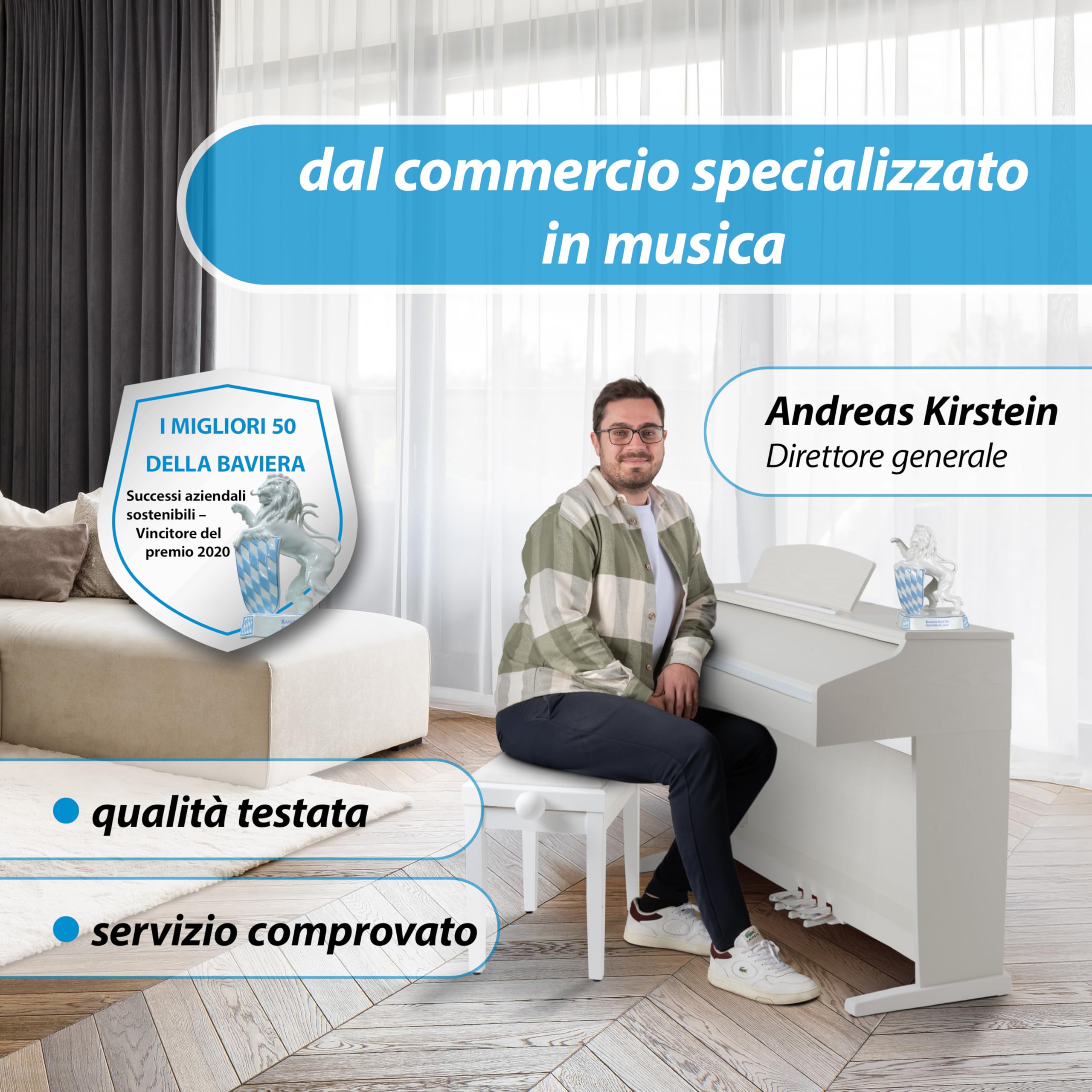 Classic Cantabile DP-50 WM Pianoforte digitale - 88 Tasti con tastiera pesata hammer action - Pianola musicale con USB, 32 polifonia, 14 voci, 3 pedali - Piano digitale per scuola - Bianco opaco