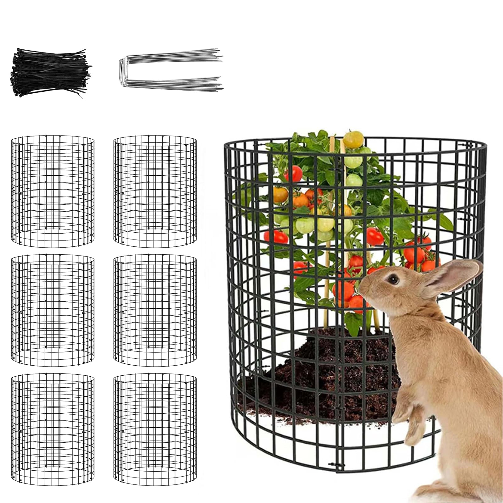6-12pcs 42*37cm Chicken Wire Plant Covers, Plant Protectors From Animals, Garden Cloches for Plants, Metal Plant Cage with Stakes, Plant Protectors From Chicken Rabbits Squirrels Birds (6pcs)