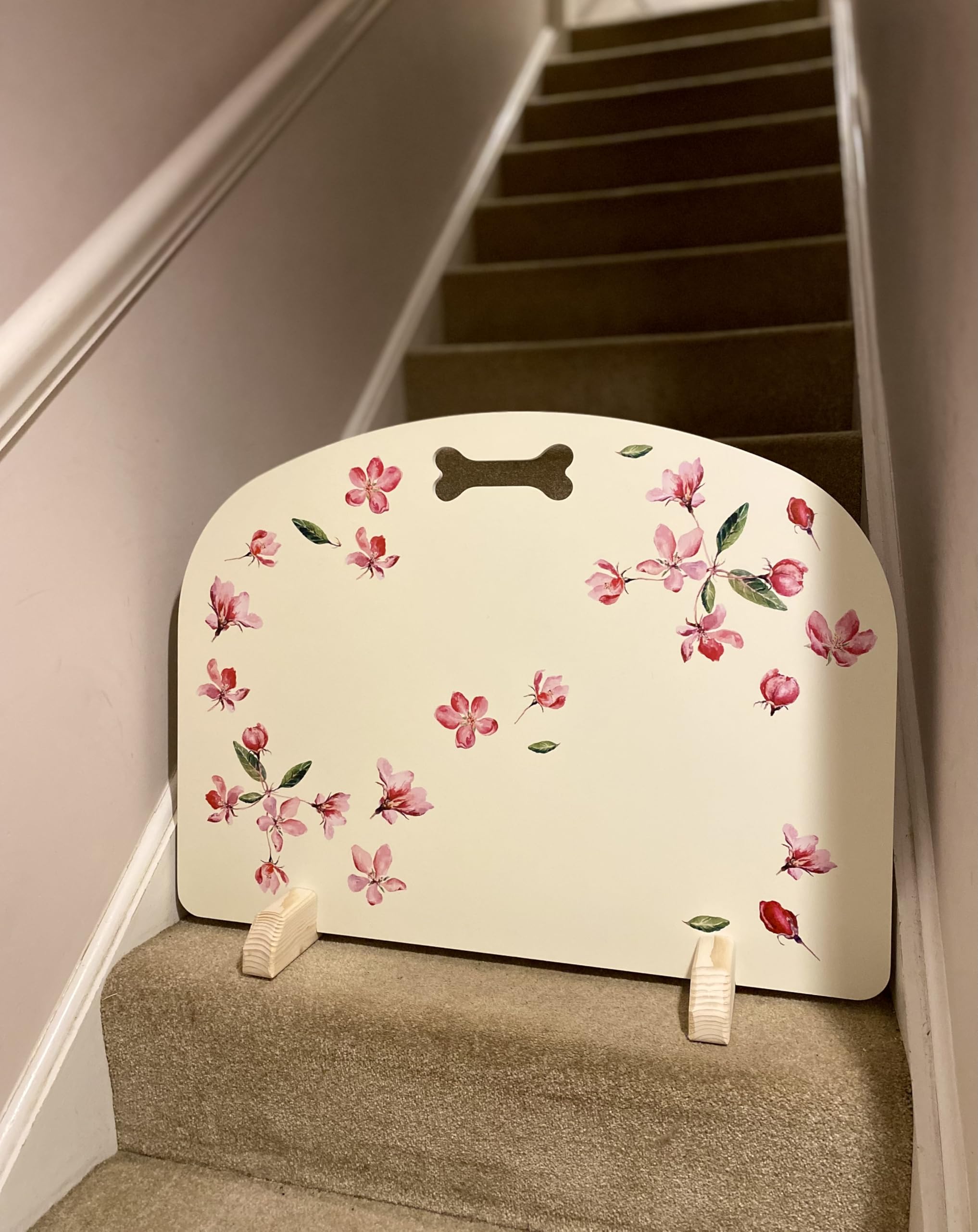 Dog Stopper - CHERRY BLOSSOM BOTANICAL DESIGN - Stair Gate, Pet Barrier, Door Stopper, GoSausage Dog Stopper, Freestanding Stair Gate