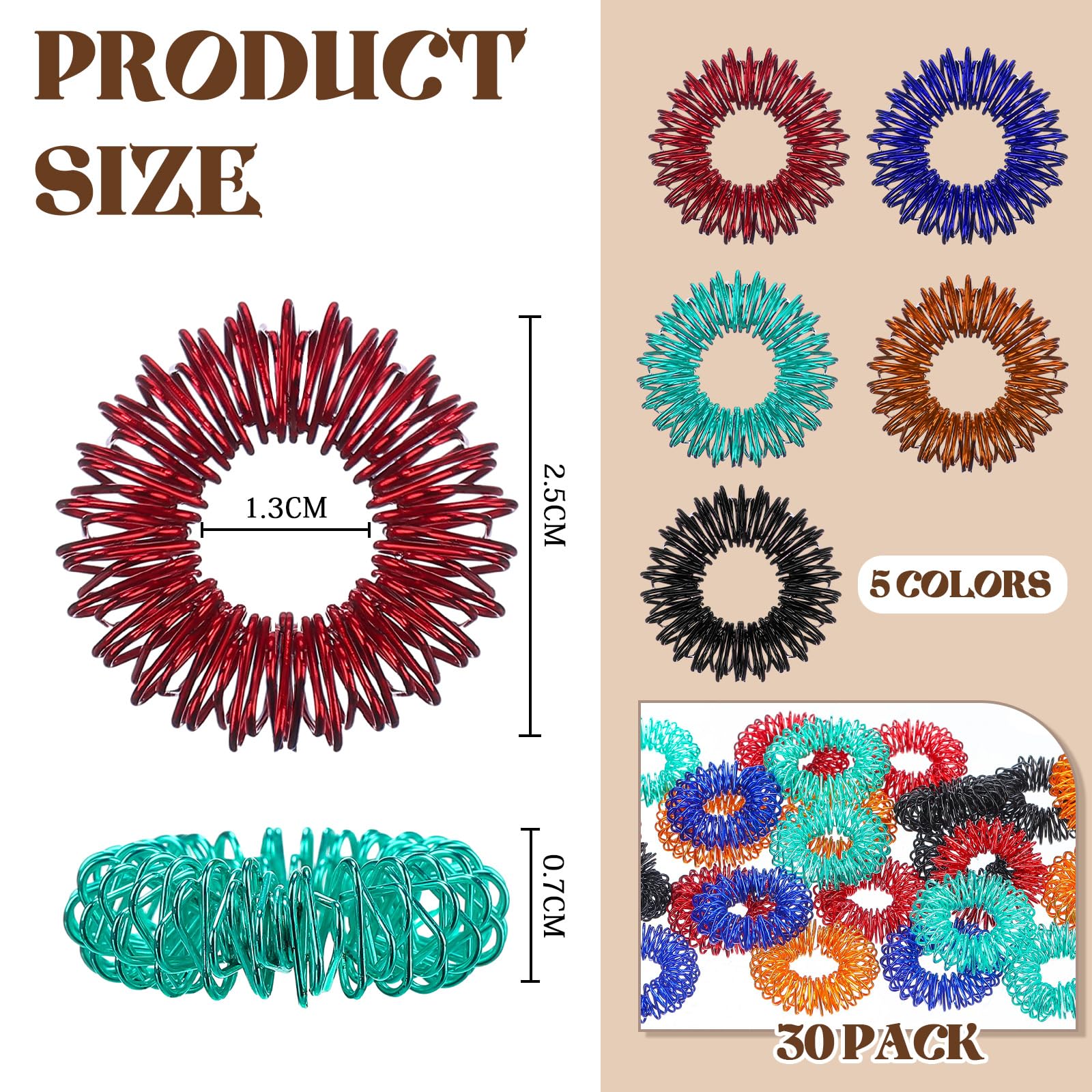 Snapklik.com : Blulu 30 Pieces Acupressure Rings Spiky Sensory Rings ...