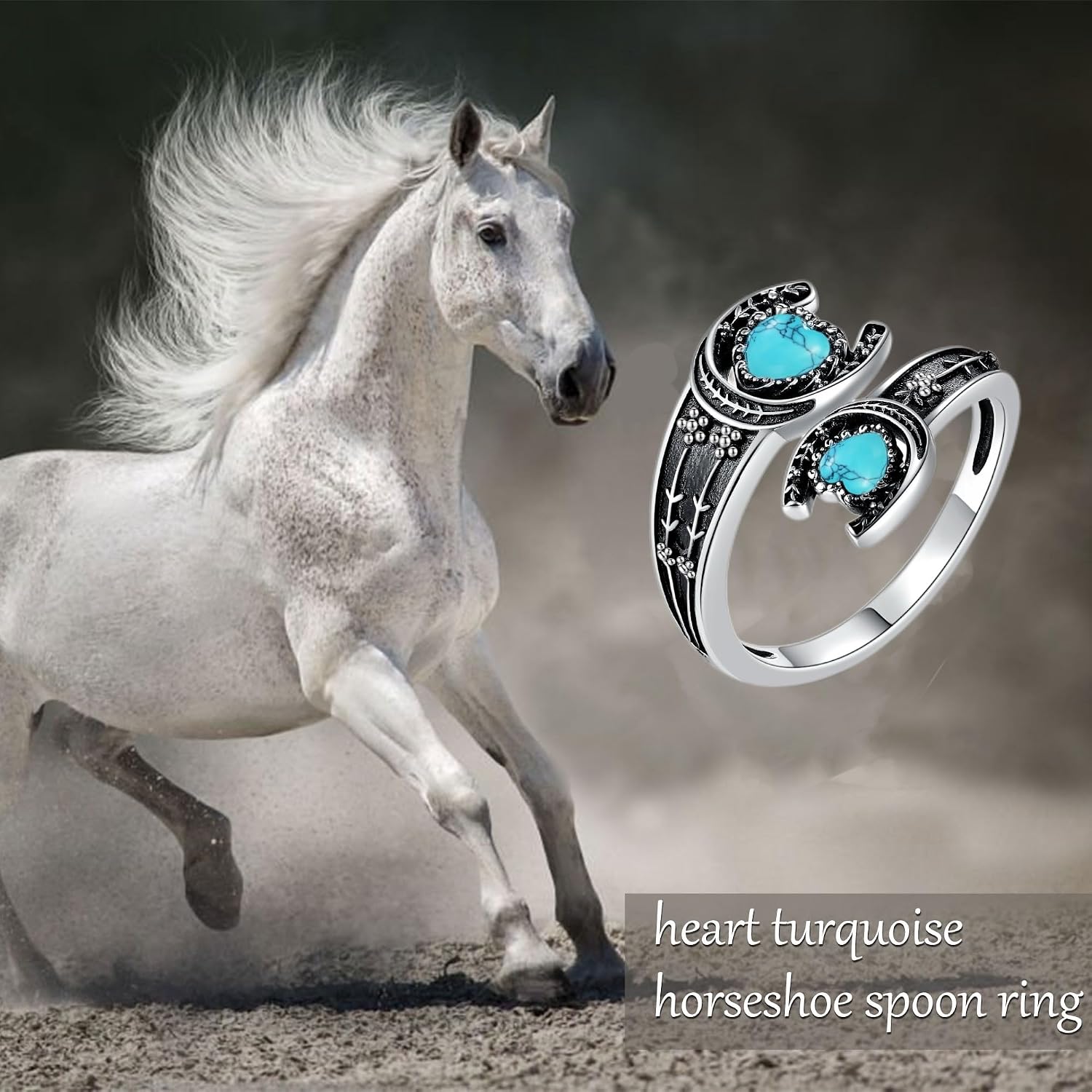 MONGAS Spoon Rings for Women Sterling Silver Horseshoe Witches Knot Filigree Open Adjustable Thumb Rings Horseshoe Witches Knot Filigree Jewelry Gifts for Women