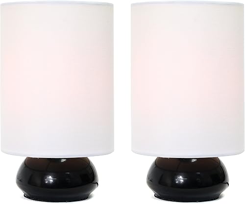 Miniatura 3 de Empaque de 2 minilámparas táctiles Simple Designs Home LT2016 CRM 2PK con pantalla de tela, color crema, negro, LT2043-BLK-2PK, 40.00watts, 110 volts