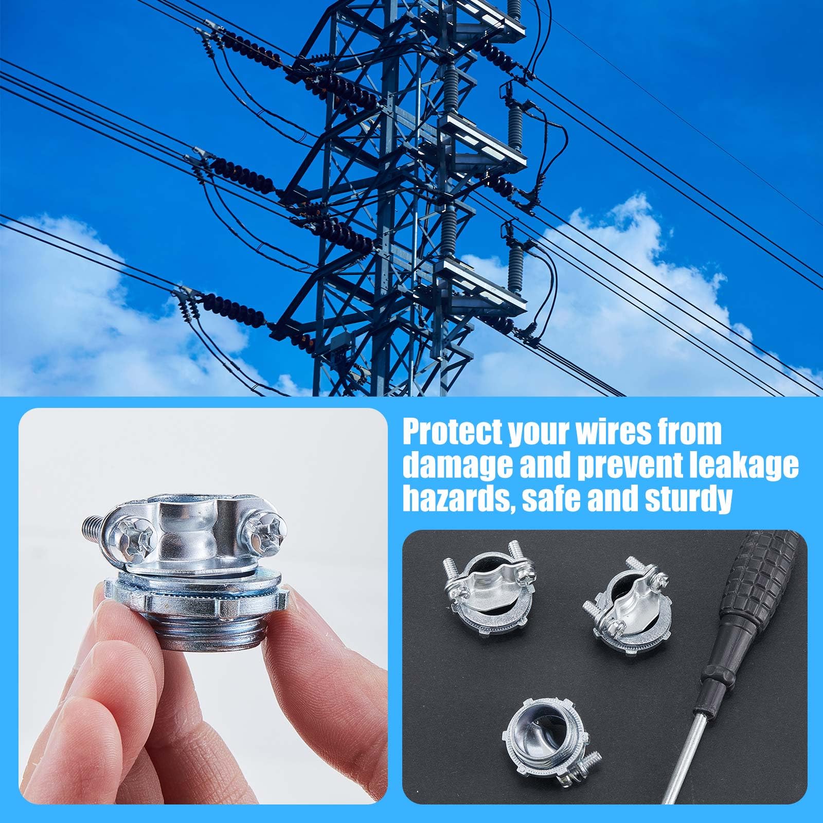 Blulu 50 Pcs 3/4 Inch, 1/2 Inch Wire Clamps for Electrical Box Conduit — Amazon image 6