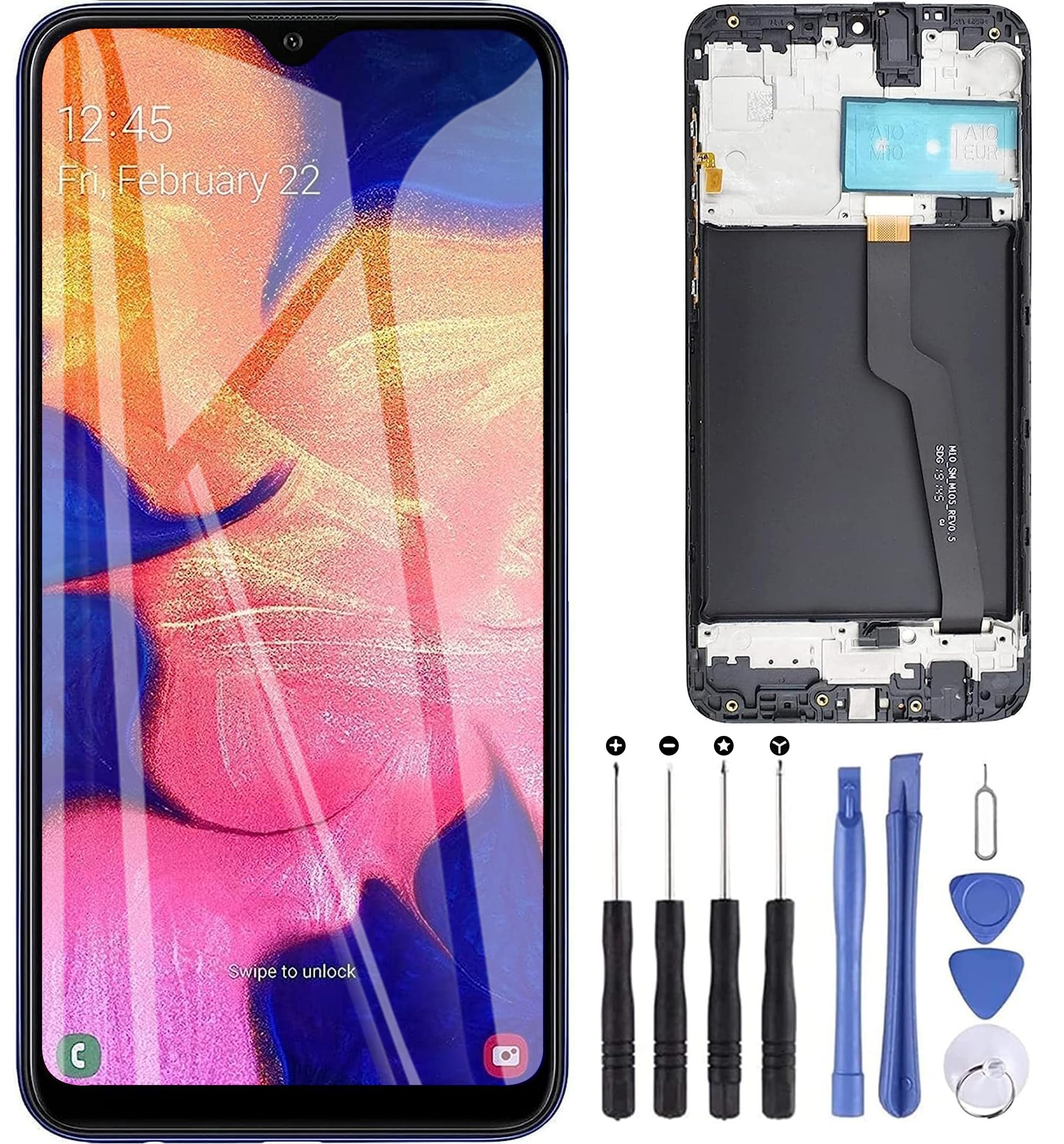 ZOETEC Screen Replacement for Samsung Galaxy A10 A105G A105FN A105M A105F LCD Display Touch Screen Digitizer Full Assembly with Frame, Repair Tool Set