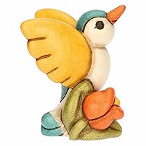 THUN, Colibrì Fly con Fiore in Ceramica Decorata a Mano, Versione Piccola, Linea Primavera da Vivere, 6.6 x 6 x 8 cm h