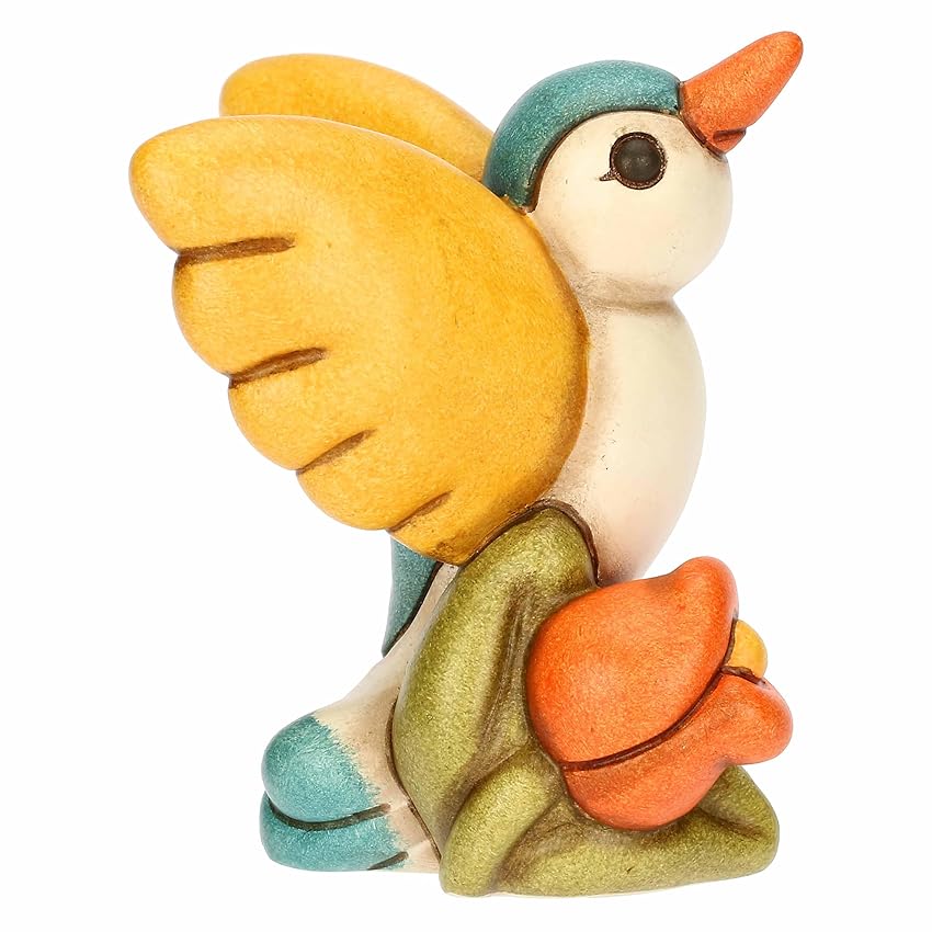 THUN, Colibrì Fly con Fiore in Ceramica Decorata a Mano, Versione Piccola, Linea Primavera da Vivere, 6.6 x 6 x 8 cm h